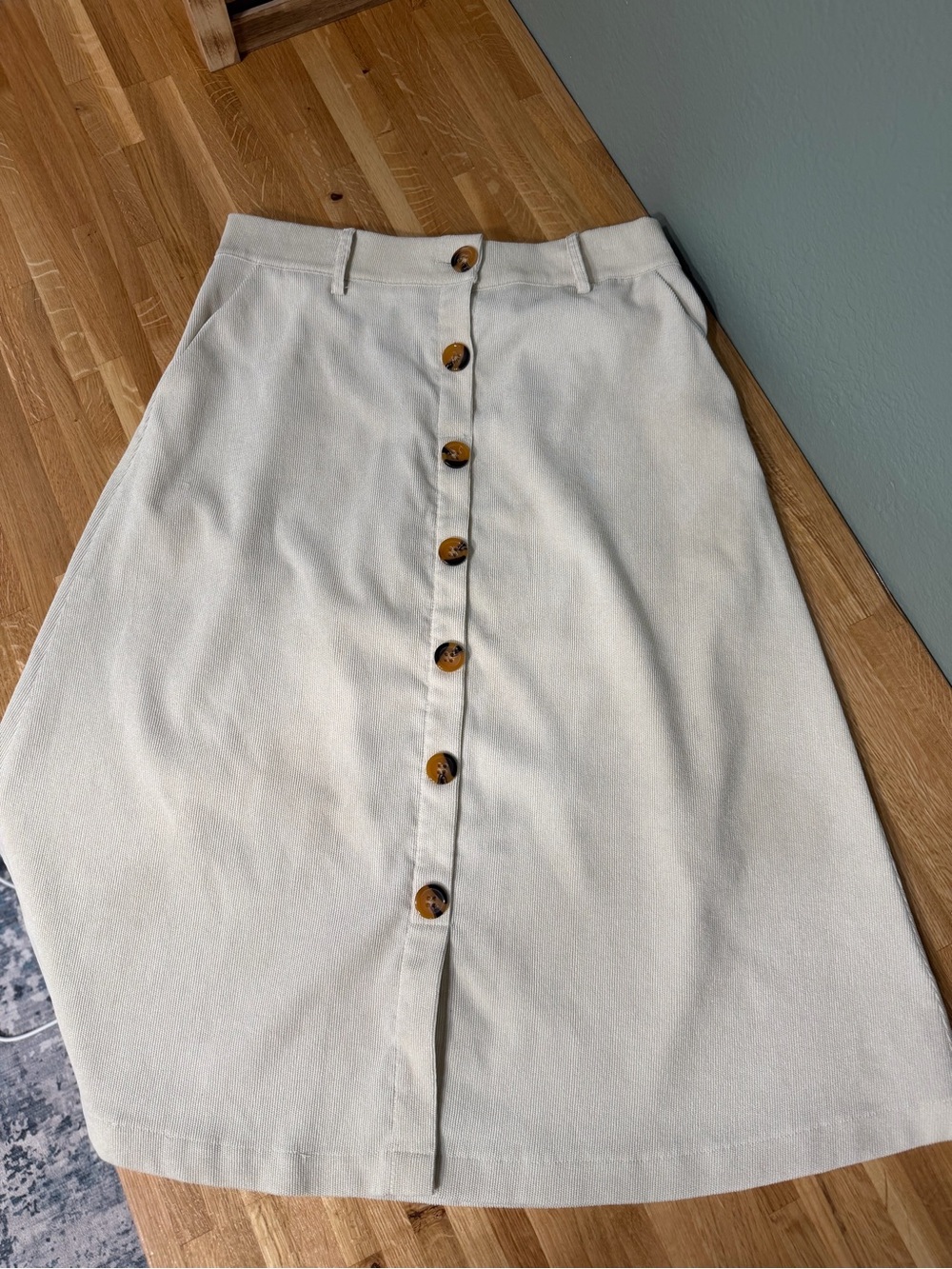 Classic Cream High Waist Button-Front Women’s Skirt
